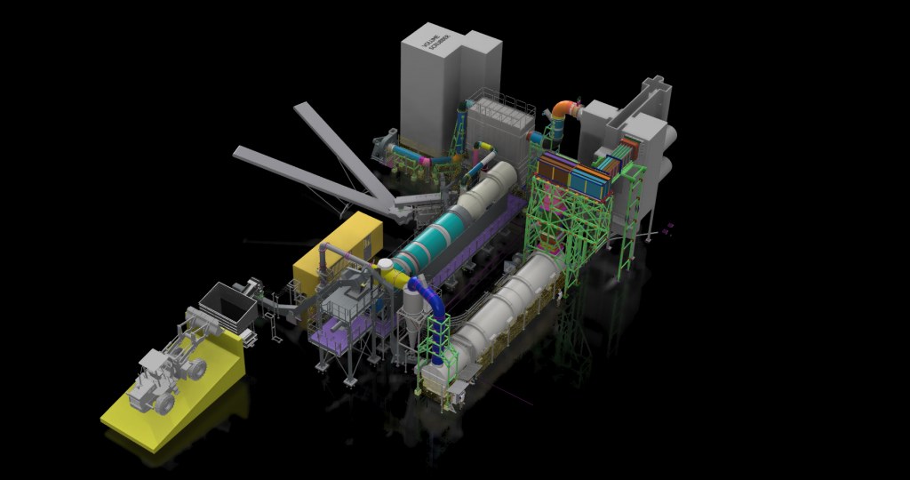 Modello 3D della linea di desorbimento e inertizzazione